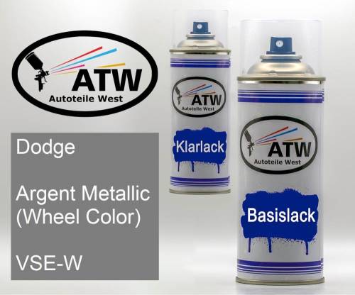 Dodge, Argent Metallic (Wheel Color), VSE-W: 400ml Sprühdose + 400ml Klarlack - Set, von ATW Autoteile West.